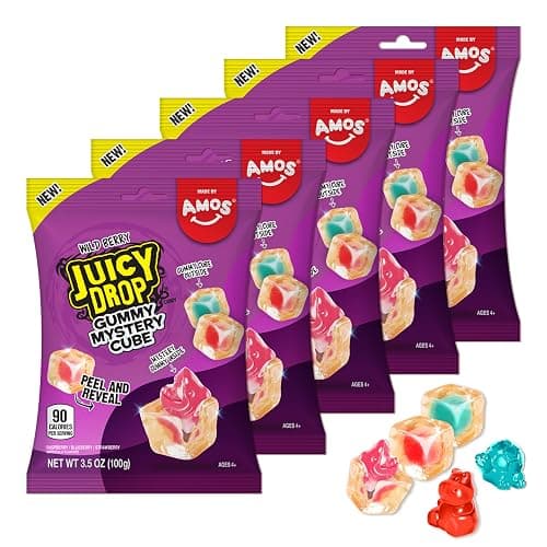 Juicy Drop Christmas Mystery Gummy Candy Cubes, Wild Berry Flavor, 3.5oz, Peelable Strawberry Gummy Cube, Mystery Animal Inside, Interactive 2-in-1 Treat, Party Favors, Stocking Stuffers, Kids Gifts - Image 1