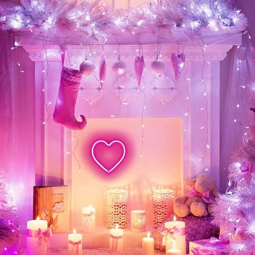 VIFULIN Neon Heart Lights - Pink LED Heart Lamp, Decorations for Home, Hanging Gifts, USB/Battery Operated for Bedroom, Living Room thumbnail 4