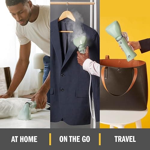 Conair Handheld Garment Steamer for Clothes - Power Steam: Small Size, Big Power - Great for Home, Office, or Travel with Dual Voltage for Worldwide Use, Mint Green thumbnail 6