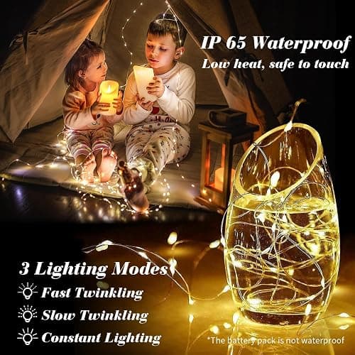ZGWJ 12 Pack Fairy Lights Battery Operated, 7ft 20 Mini LED Fairy String Lights Silver Wire 3 Modes for DIY, Parties, Wedding, Bedroom, Halloween Christmas Decoration Warm White thumbnail 3