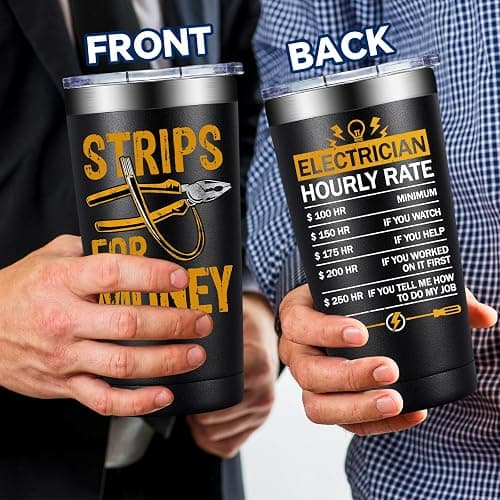 SpenMeta Electrician Gifts for Men - Christmas Gifts for Electricians, Cowoker, Dad, Husband, Boyfriend - 20oz Strips For Money Tumbler Cup thumbnail 5