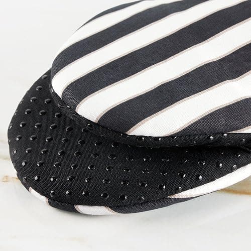 Kate Spade New York Botanical Stripe Mini Oven Mitt 2-Pack Set, 5.5" x 8", Black/Beige thumbnail 5