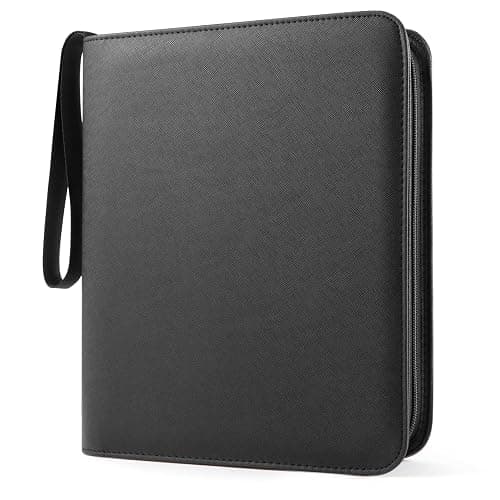 WisOffice Top Loader Binder 4 Pocket for 144 Toploaders with Zipper Closure | Fits 3" x 4'' Rigid Card, Premium PU Leather, Side Loading, Ringless 2x2 Card Binder for MTG/TCG/Sports/Games, Gift, Black - Image 1