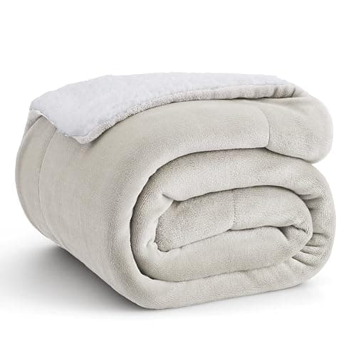 Bedsure GentleSoft Sherpa Fleece Throw Blanket Twin Size for Couch - Thick and Warm Throw for Women and Men, Soft Fuzzy Plush Twin Blanket for Winter, Linen, 60x80 Inches thumbnail 4