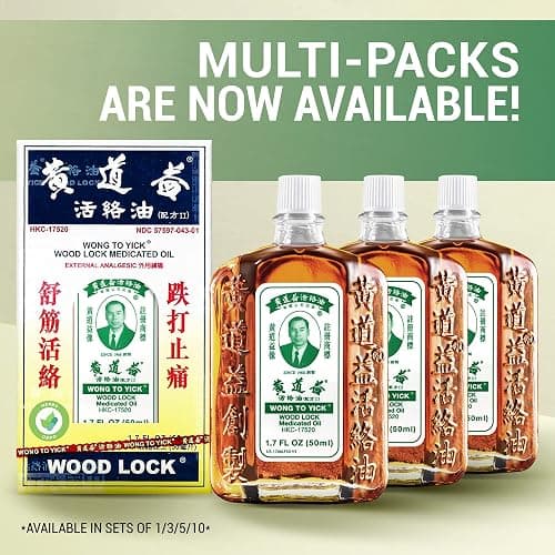 Wong to Yick - Wood Lock Medicated Oil - Herbal Pain Relief for Muscular Aches, Sprains, Shoulder and Back Pain - for Sports Recovery, Soreness - 1.7 Fl Oz - 50 ML (1 Pack) 100% Authentic thumbnail 7