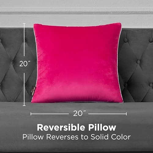 Juicy Couture Square 1-Piece Living Room and Bedroom Décor, Premium Throw Pillow, 20"x20", Hot Pink Rhinestone Crown thumbnail 3