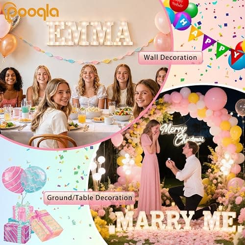 Pooqla LED Marquee Letter Lights Sign, Light Up Alphabet Letter for Home Party Wedding Decoration A thumbnail 4