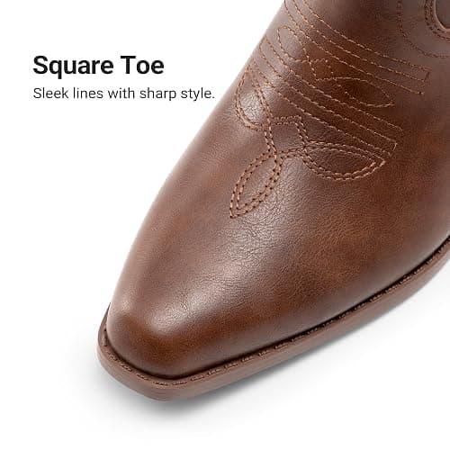 DREAM PAIRS Cowboy Boots for Women Cowgirl Western Boots Fashion Embroidery Stitched Chunky Heel Mid Calf Boots thumbnail 5