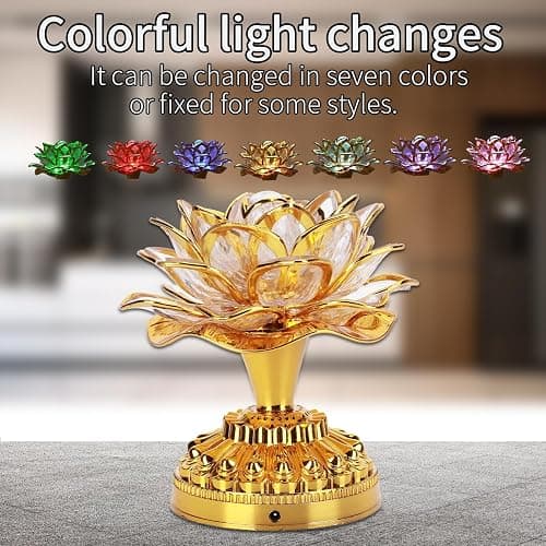 OUKENS Lotus Flower Lamp,Buddhist Lamp, 110-240v Us Plug Buddha Light Led Lotus 7 Colorful Golden Buddha Night Light Buddhism Faith Supplies(1Pcs) thumbnail 5