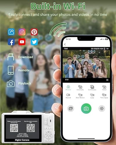 5K Digital Camera for Photography, 75MP WiFi Vlogging Camera for YouTube with 3" 180° Flip Screen, 18X Zoom UHD Autofocus Video Camara with 32GB SD Card thumbnail 5