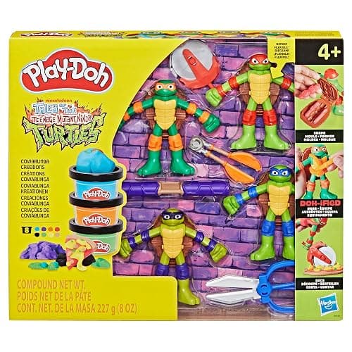Play-Doh Teenage Mutant Ninja Turtles Cowabunga Creations Bendy 4 Inch Action Figures Set, Kids Arts & Crafts, TMNT Toys for Boys & Girls 4+ thumbnail 3