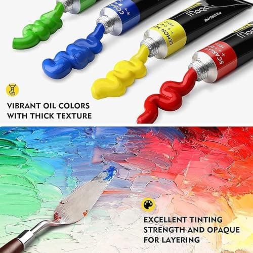 Magicfly Oil Paint Set 40 Vibrant Colours 18ml Tubes, Non-Toxic Oil Paints for Artists,Rich Pigments Oil Painting Color, Back to School Supplies for Students,Beginners Ideal for Canvas Painting thumbnail 2