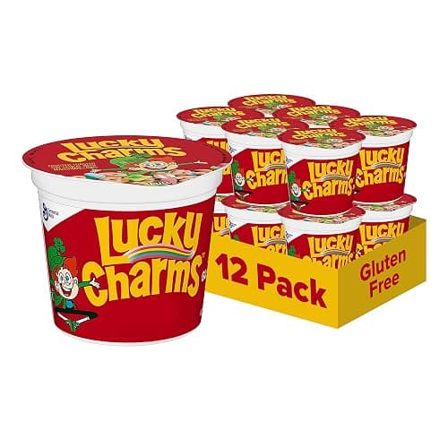 Lucky Charms with Marshmallows Breakfast Cereal Cup, Gluten Free, Single Serve Cereal, 1.7 oz (Pack of 12) - Image 1
