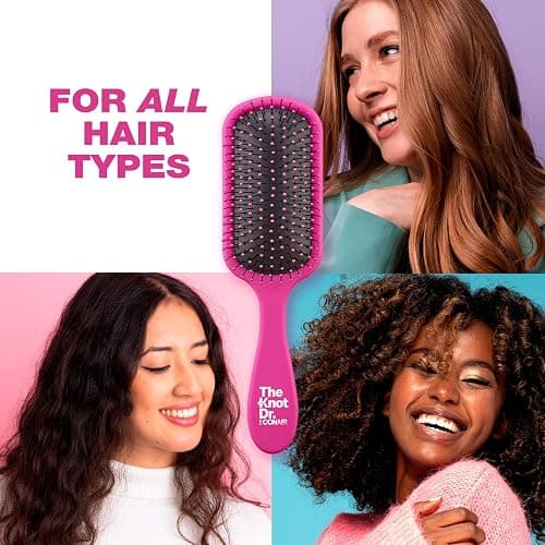 The Knot Dr. hair brush by Conair - Detangling hair brush - Removes Knots and Tangles in wet or dry Hair - hair brushes for women - Pink thumbnail 4