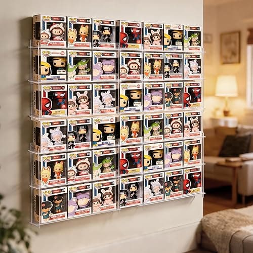 HONTUU Wall Display Shelf for Funko Pop Figure Cases in Box | Clear Acrylic Stackable Shelves, Display Organizer for Action Figures Perfect for Bedrooms, Home Offices， and Living Rooms thumbnail 6