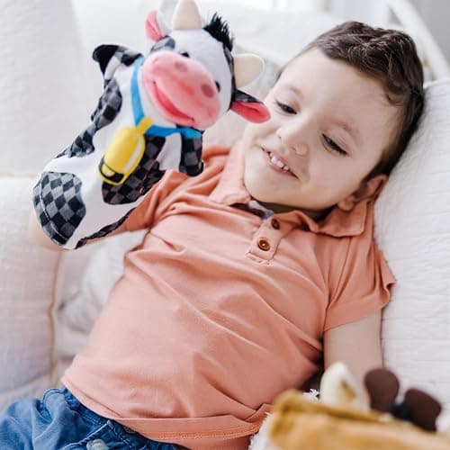 Melissa & Doug Animal Hand Puppets (Set of 2, 4 Animals in Each) - Zoo Friends and Farm Friends thumbnail 2