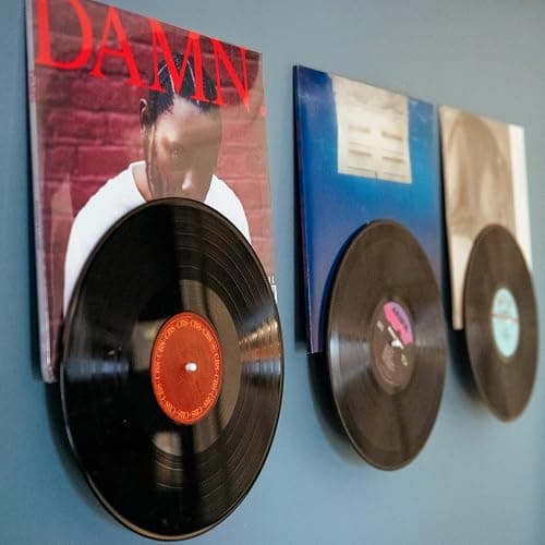 Modern JP Adhesive Vinyl Wall Mount (8-Pack) – Dual Display Album and Disc, Strong Hold Record Holder Wall, Record-Safe Easy Installation, Album Wall Mount for 1LP and 2LP – Black thumbnail 2