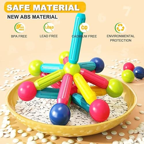 Loovio Magnet Toys for 3 Year Old Boys & Girls, Montessori Toys for Toddlers Kids, Magnetic Blocks Building DIY Learning Educational Toys Gift- Starter Set thumbnail 9