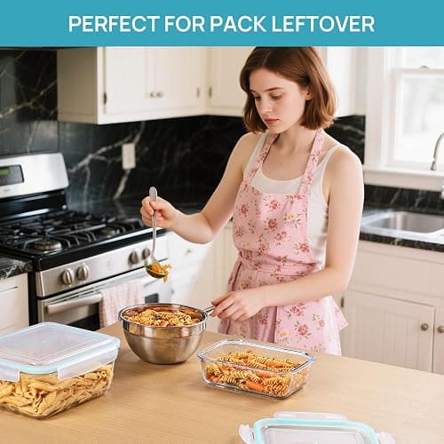 Vtopmart 122oz+50oz Large Glass Food Storage Containers with Airtight Lids, Big Glass Containers for Roasting Chicken, Baking Casseroles, Food Storage, Meal Prep, Fruits, Thanksgiving Meals, BPA-Free thumbnail 4