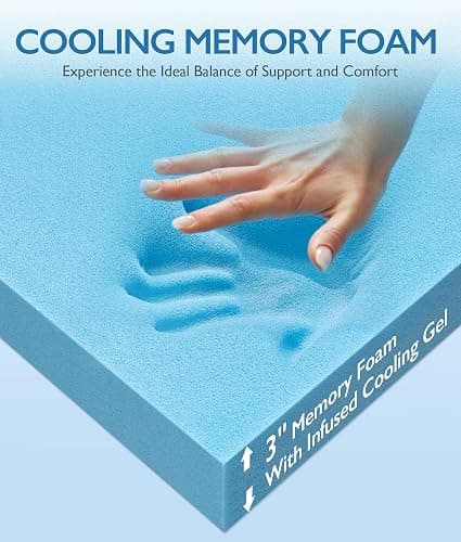 SINWEEK 3 Inch Twin Cooling Memory Foam Mattress Topper for Pressure Relief, Thick Bed Mattress Pad with Cooling Soft Cover and Adjustable Straps, CertiPUR-US Certified - Twin - 3 inch thumbnail 4