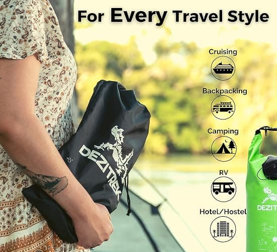 Dezitrek One Hand Wash Bag and Plunger Set - Off Grid Washing Machine Non Electric for Camping Travel | Eco Friendly Portable Manual Clothes thumbnail 5