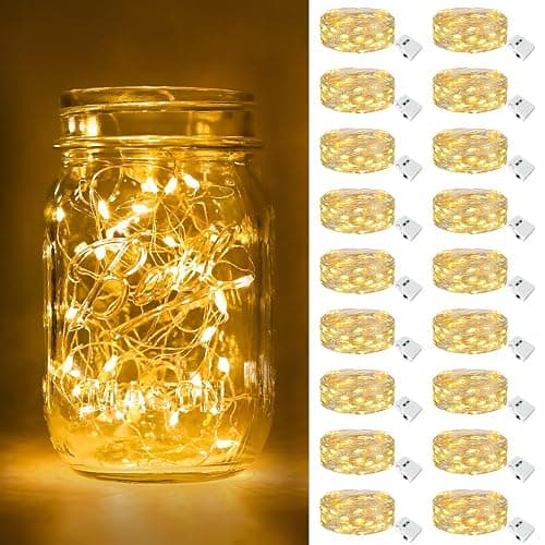 btfarm 18 Pack Fairy Lights Battery Operated [3 Modes], 7ft 20 Led Twinkle Lights Waterproof, Bulk Mini String Lights Battery Powered for Mason Jars Christmas Wedding Indoor, Warm White - Image 1