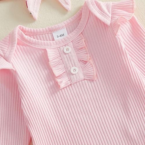 Suolongsama Newborn Baby Girl Clothes 3 6 12 18 Months Knit Long Sleeve Bubble Romper Cherry Printed Pants Headband Spring thumbnail 6