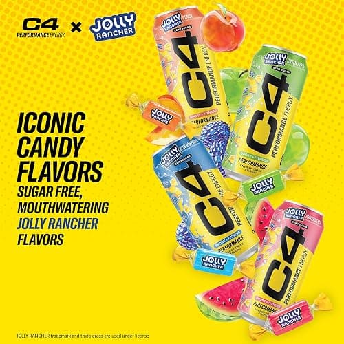 Cellucor C4 Performance Energy Drink | JOLLY RANCHER Watermelon | Zero Sugar Carbonated Preworkout Energy | 200mg Caffeine with Beta Alanine | 16 Fl Oz (12 Pack) thumbnail 7