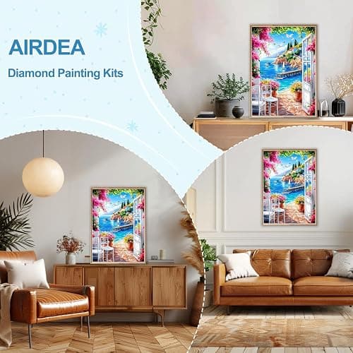 AIRDEA Diamond Art Paintings Kits for Adults,5D DIY Gem Art Kits Diamond Painting for Beginner,12x16 Inch/20x30 cm (Blue Pink White) thumbnail 4