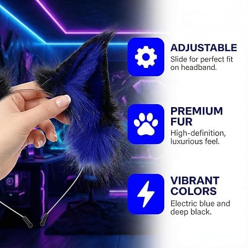 CROOOLTRRY Fluffy Fox Anime Ears Cat Hairband Wolf Headband For Adult Cosplay Costume Halloween thumbnail 6