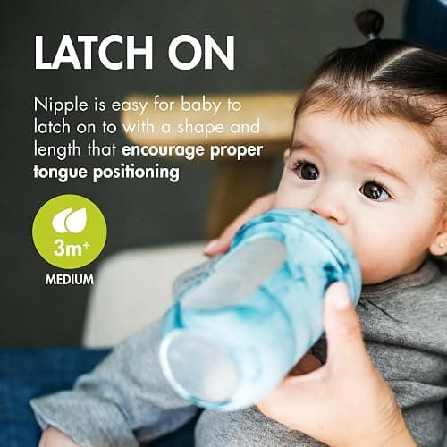 Boon Nursh Reusable Silicone Pouch Baby Bottles - Medium Flow Nipple - Silicone Baby Bottle Pouch and Nipple - Baby Feeding Essentials - Tie Dye - 3-6 Months - 3 Count - 8 Ounce thumbnail 5