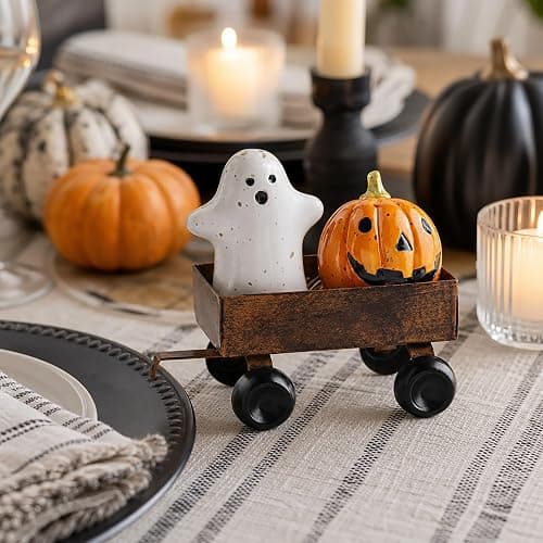 Mud Pie Stoneware Salt and Pepper Set, Halloween, 2" x 2 3/4" thumbnail 3
