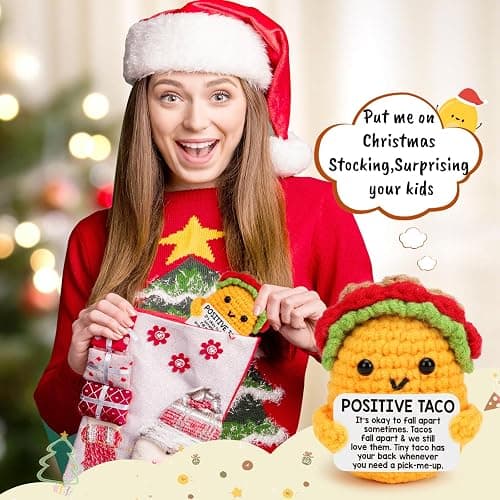 Mini Emotional Taco Support Christmas Birthday Gifts for Women Men Wife Stocking Stuffers Friend Sister Mom Dad Husband Coworker Teen Boys Girls Inspirational Self Care Decor Positive Crochet Animals thumbnail 5