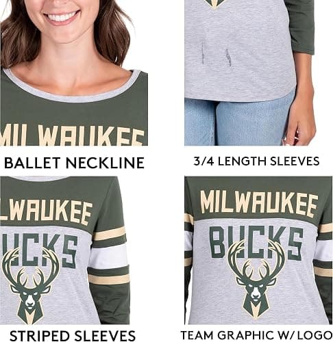 Ultra Game Women's NBA Official Standard T Raglan Baseball 3/4 Long Sleeve Tee Shirt thumbnail 2