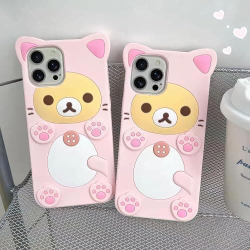 IAIYOXI 3D Cute Cartoon Bear Phone Case for iPhone 15 Plus - Fashionable and Stylish - Funny Pink Bear Design - Soft TPU Protective Case - Kawaii Silicone Cover for Women, Girls, and Kids thumbnail 6