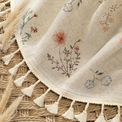 XOGUIBO Floral Vintage Linen Shower Curtain, French Country Shower Curtains for Bathroom with Tassels, 72Wx90H thumbnail 5