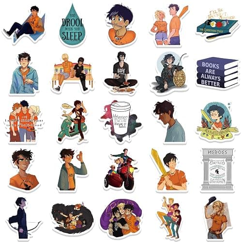 50 Percy Jackson Stickers Pack, Movie Theme Anime Cartoon Waterproof Vinyl Stickers for Water Bottle, Car Bumper, Luggage & More, Cute Graffiti Decals for Teens, Girls, Boys & Adults thumbnail 4