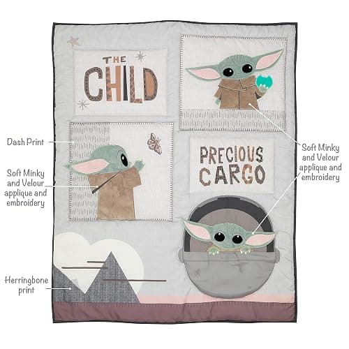 Lambs & Ivy Star Wars The Child Baby Yoda Nursery 3-Piece Baby Crib Bedding Set thumbnail 3