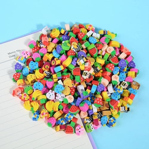 300 Pieces Mini Erasers for Kids, Bulk Small Animal Fruit Pencil Erasers Assortment for Home Rewards, School Supplies and Gift Filling thumbnail 2
