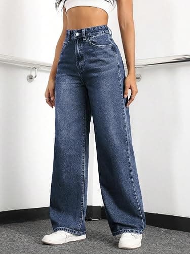 Mars power Straight Leg Jeans for Women,High Waisted Wide Leg Loose Stretchy Boyfriend Denim Pants Baggy Jeans for Women thumbnail 5