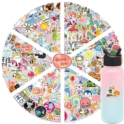 200PCS Water Bottle Stickers for Kids Teens,Vinyl Creative Stickers for Laptop Car Luggage Notebook Scrapbooks,Humorous Personalized Stickers Set,Funny Decals Pack thumbnail 6