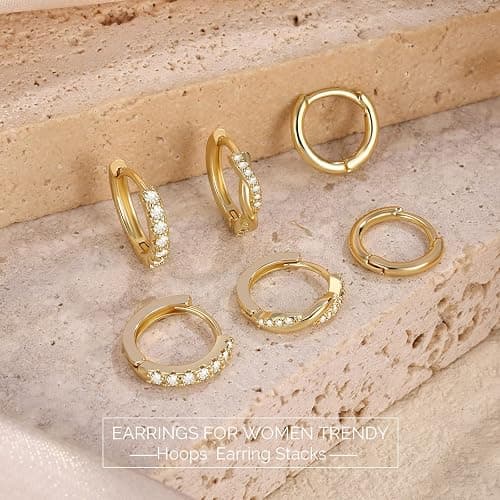 JUNVirtuous 925 Sterling Silver Hoop Earrings for Women Hypoallergenic Silver Small Huggie Hoop Earrings for Women Stack Sets for Multiple Piercing Trendy Jewelry aretes de plata 925 para mujer thumbnail 7