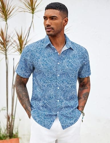 COOFANDY Mens Hawaiian Shirts Short Sleeve Button Down Aloha Shirt Casual Beach Clothes thumbnail 5