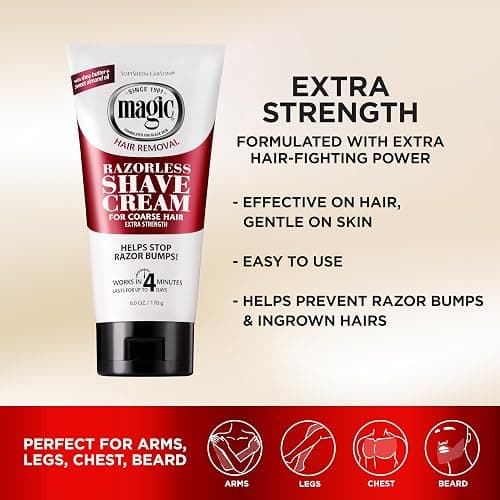 SoftSheen-Carson Magic Razorless Shaving Cream, Depilatory Hair Removal Cream for Body Hair, Extra Strength, Works in 4 Minutes for, 6 oz thumbnail 2