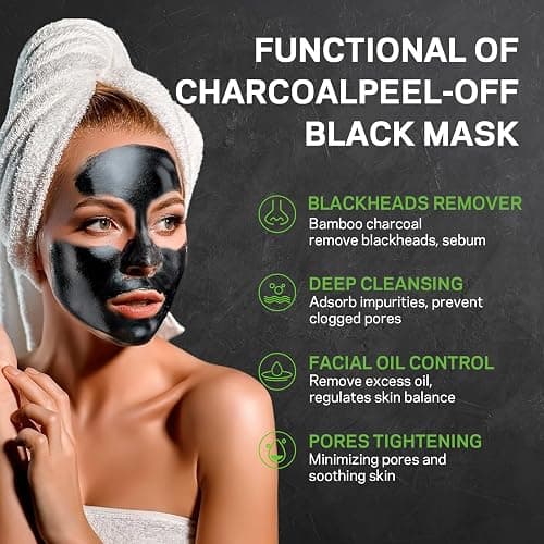 AMOADO Blackhead Remover Mask, Charcoal Peel Off Face Mask Kit, (100g) Deep Pore Cleans,Oil Control, Blackheads Removal Peel Off Black Mask for Men & Women – Includes Brush,Extractor Tool thumbnail 3