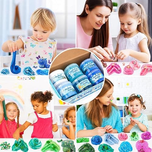 6-Pack Blue Slime Kit for Kids, Butter Cloud Squishy Birthday Gift Set | Party favor, goodie bag stuffer, Easter basket filler and sensory slime toy for boys and girls ages 4-10 thumbnail 9