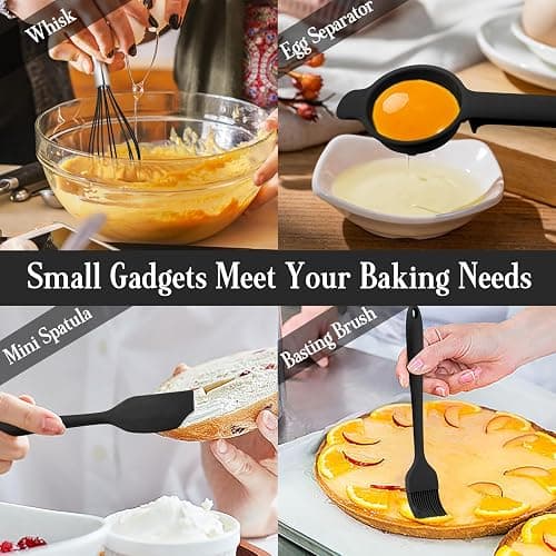 Onader Black Kitchen Utensils Set, 24 Pcs Silicone Cooking Utensils with 10 Hooks, Heat Proof Kitchen Tools Include Spatula Spoon Turner Tong for Non-Stick Cookware thumbnail 6