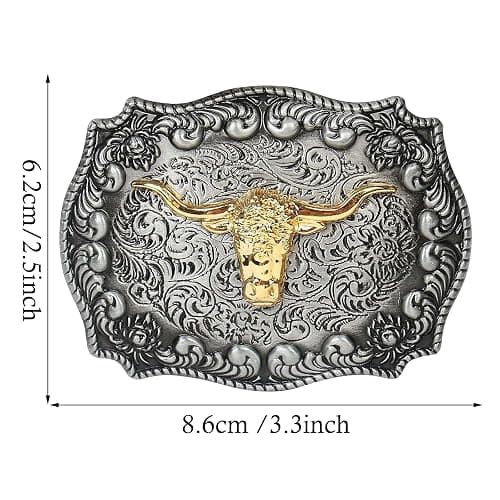 HUABOLA CALYN Western Cowboy Cowgirl Belt Buckle, Long Horn Bull Western Belt Buckle for Men Women thumbnail 3
