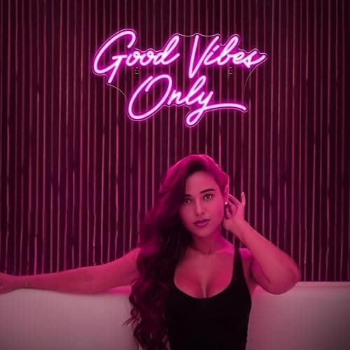 Kavaas Good Vibes Only Neon Signs for Wall Decor 17.7" x 9.9" | Pink Good Vibes Only LED Sign for Bedroom, Party, Bar, Salon - Best Gifts for Birthday, Christmas thumbnail 5