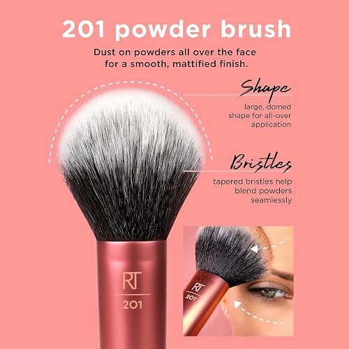 Real Techniques Ultra Plush Powder Makeup Brush, For Setting Powder, Bronzer, & Blush, Sheer, Buildable Coverage, Large, Fluffy Powder Brush, Vegan, Cruelty-Free & Synthetic Bristles, 1 Count thumbnail 2